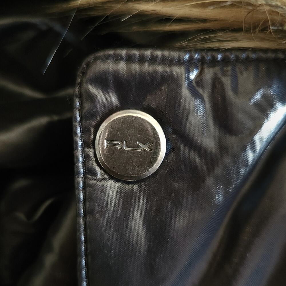 RALPH LAUREN RLX faux fur trim hooded black parka down puffer coat vest Size M - Picture 6 of 12